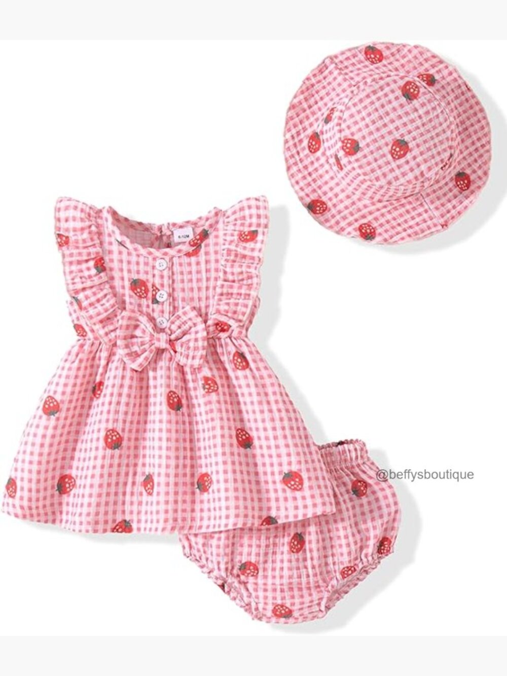 Toddler Girl Ruffle Sleeveless Bow Dress Set with Hat and Bloomers